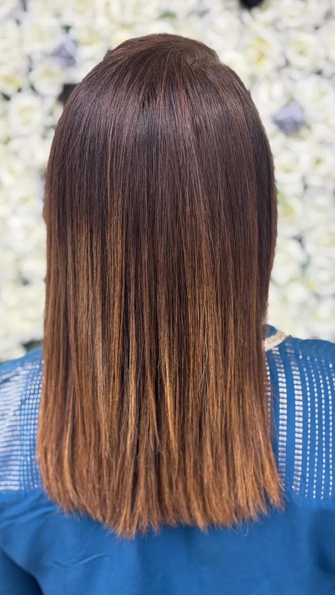 Auburn full-head colour finished glossy and smooth